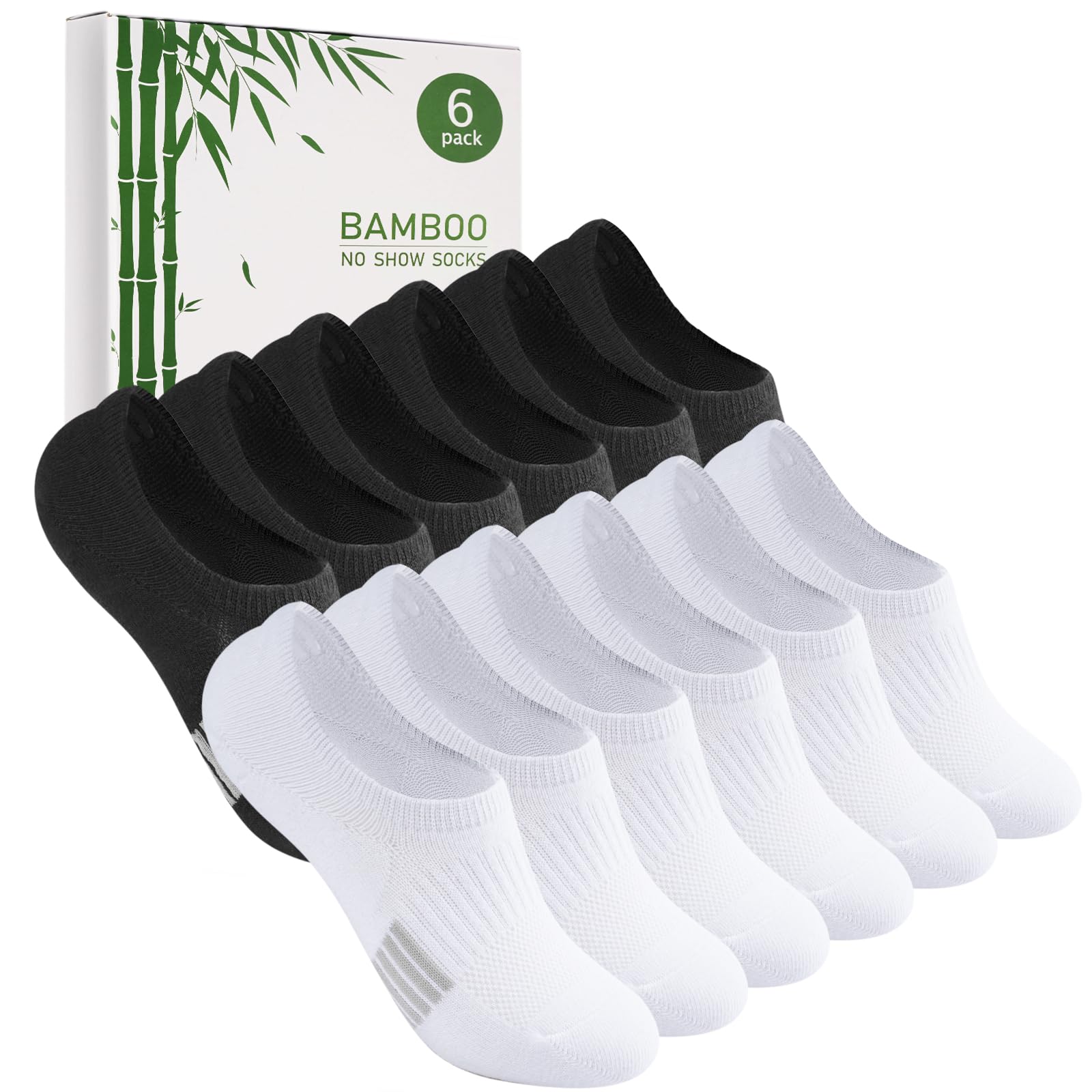 Caldodo Bambus Sneaker Socken Damen 35-38 39-42 Füsslinge Herren, 6 Paar Füßlinge Sneakersocken Sportsocken, Geschenke für Frauen, Laufsocken Unsichtbare Anti Schweiß Socken, Weiß Schwarz