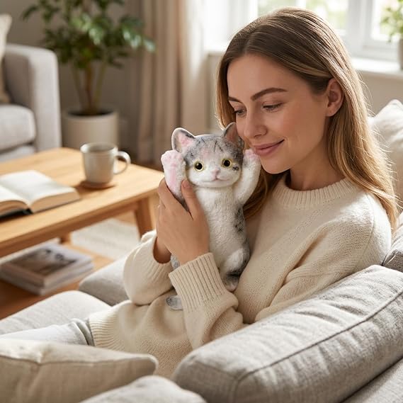 20cm Large Cat, Exquisite Taba Styling, Large Decor Ornament Suitable for Office and Travel Use, Display Piece for Cat Lovers