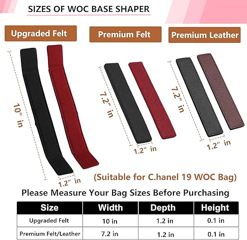 Miniatura 5 de Moldeador de base para bolso WOC, protector de fieltro e inserto para cartera en bolsa de cadena, máxima protección y soporte (vino, 7 x 1.2