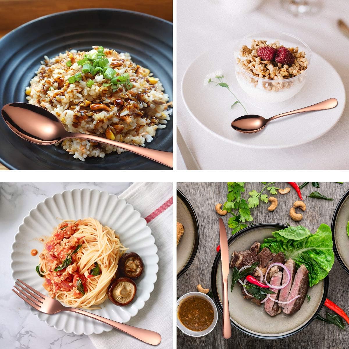 Silverware Flatware Set, 4/16/24/32/40/48 Pieces Stainless Steel Tableware Set Golden Creative Home Steak Knife, Fork And Spoon Gift (Color : Rainbow, Size : 4Set-16Pcs)