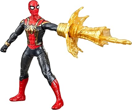 Spider-Man Marvel Deluxe Web Spin Action Figure Weapon Attack Toy Squeeze Legs Ages 4+ 15 cm