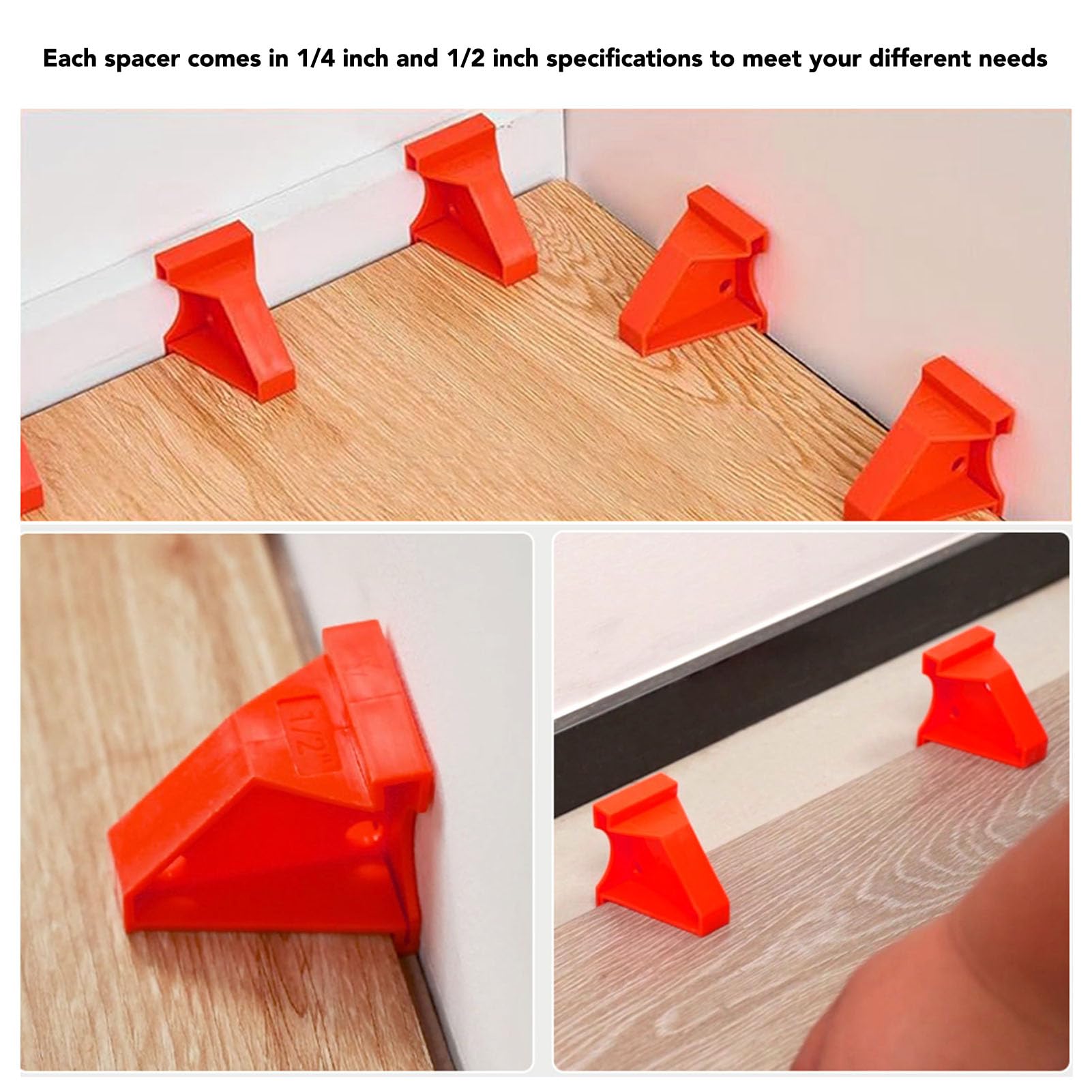 20Pcs Espaciadores para Suelos, 2 en 1 Espaciadores para Pisos Laminados con Espacios 1/2 & 1/4, Instalación de Pisos de Madera para Tablones de Vinilo, Madera Laminada, Bambú