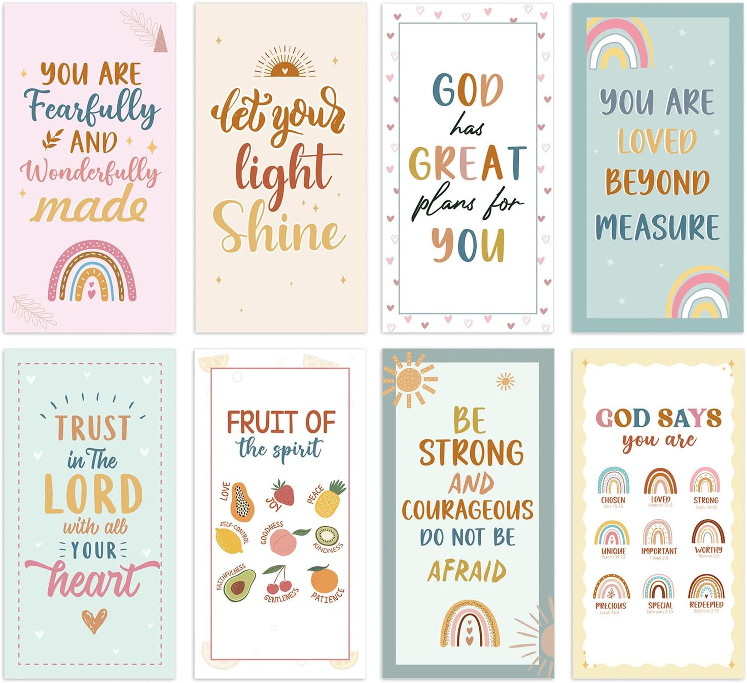 Light Covers for Ceiling Lights Classroom, 8PCS Bible Themed Magnetic Fluorescent Light Covers for Ceiling, Christian Overhead Lamp Decor Supplies for Office Hospital Home School (4 X 2 Ft)