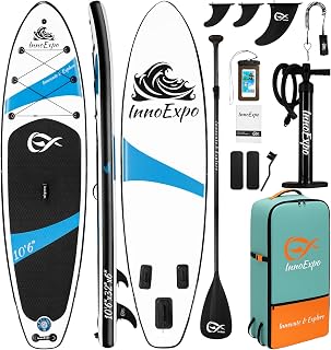 InnoExpo Inflatable SUP Paddle Board 10'6" x 32" x 6" Wide Stable Design 330lbs Capacity Premium Kit