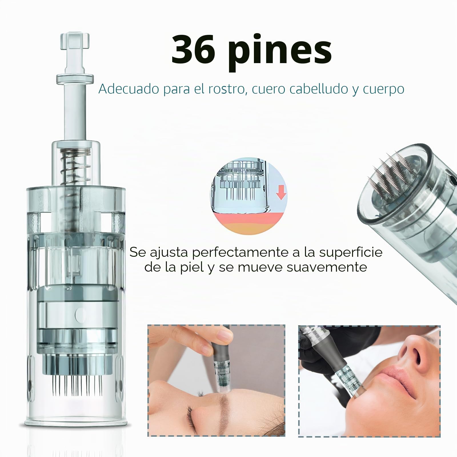 20 Pcs Agujas Dermapen 36 puntas para Microneedling pen, Derma Pen M8 Cartuchos 36 Pins, Microagujas de Repuesto Original de Microneedle Dermapen Ultima M8, M7S, A6S (36 Pins, 20 Pcs)