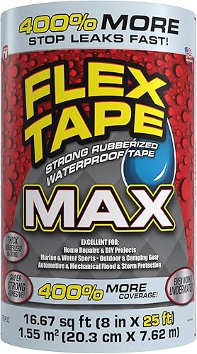 Flex Tape, MAX - Cinta impermeable de goma flexible y gruesa original, para sellar y parchar, funciona bajo el agua, interior y exterior,
