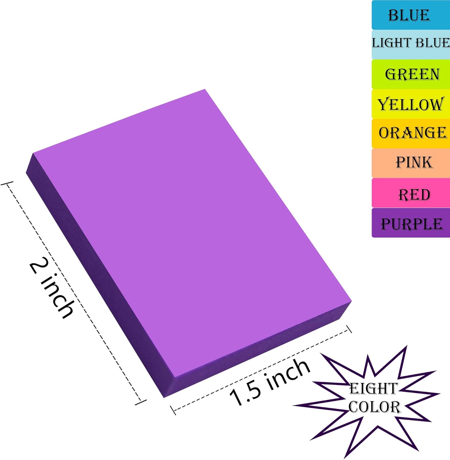 (24 Pack) Sticky Notes 1.5×2 in, 8 Colors Post Self Sticky Notes Pad Its, Bright Post Stickies Colorful Sticky Notes for Office, Home, School, Meeting, 75 Sheets/pad