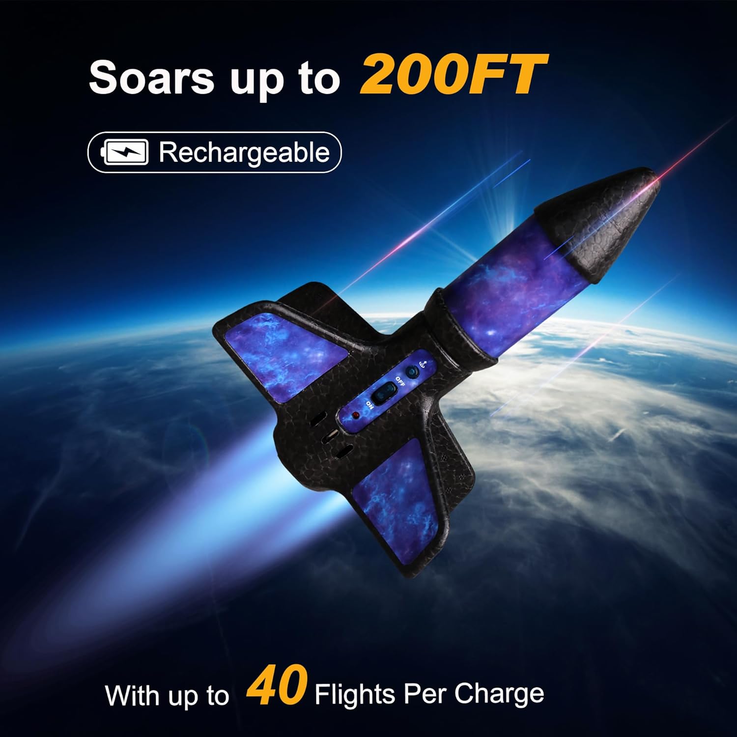 Rocket Launcher for Kids, Electric Flying Model Rocket with Parachute, Air Rocket Toy Launch up to 200 ft, Outdoor Space Rocket Toys for Boys & Girls, Ages 8-12