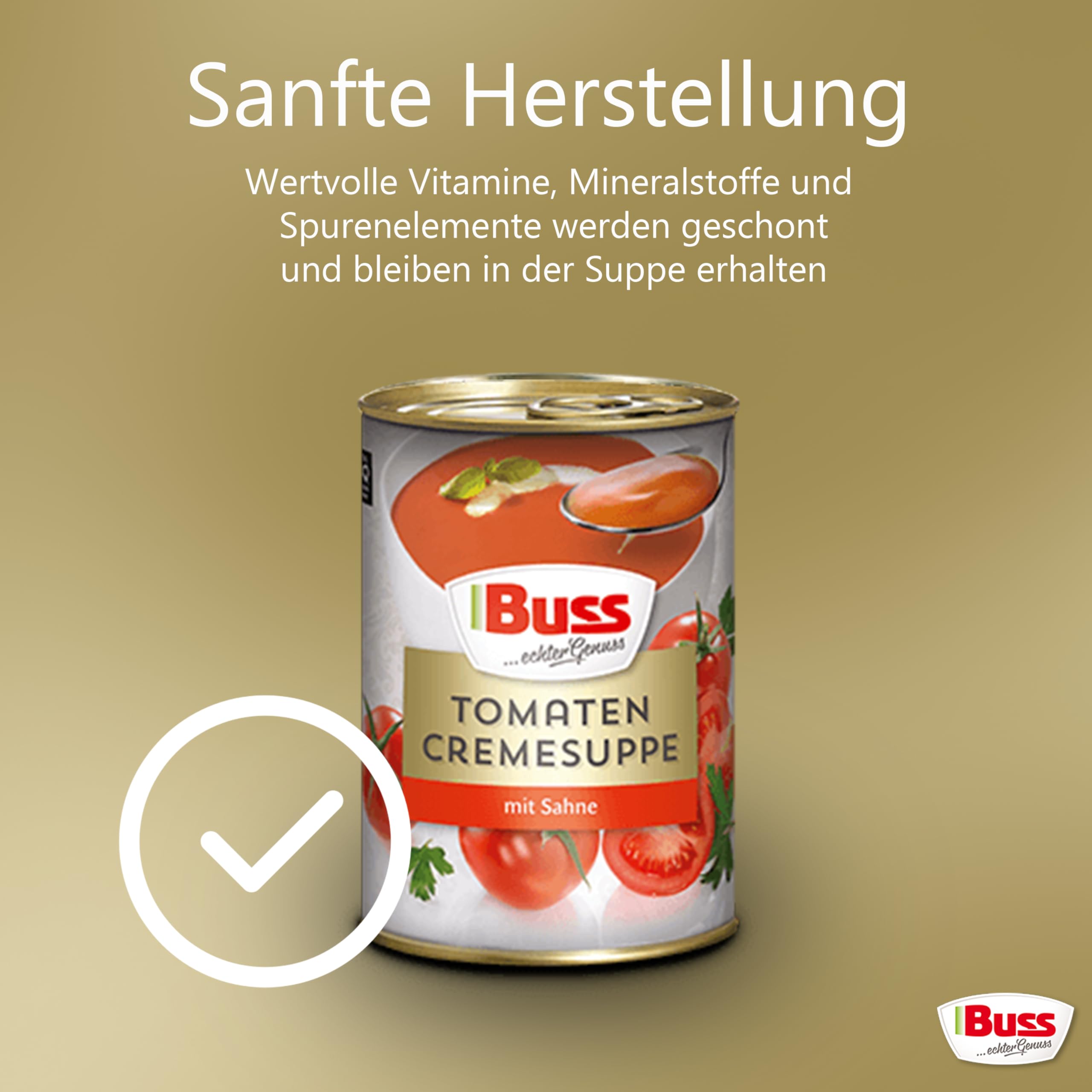 Buss Klassische Suppen - Tomatensuppe verfeinert mit Sahne, 12 x 400g