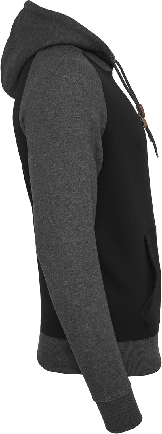 Urban Classics Mens Hoody TB666 Raglan Contrast Hoody Color: black/charcoal in Size: XX-Large