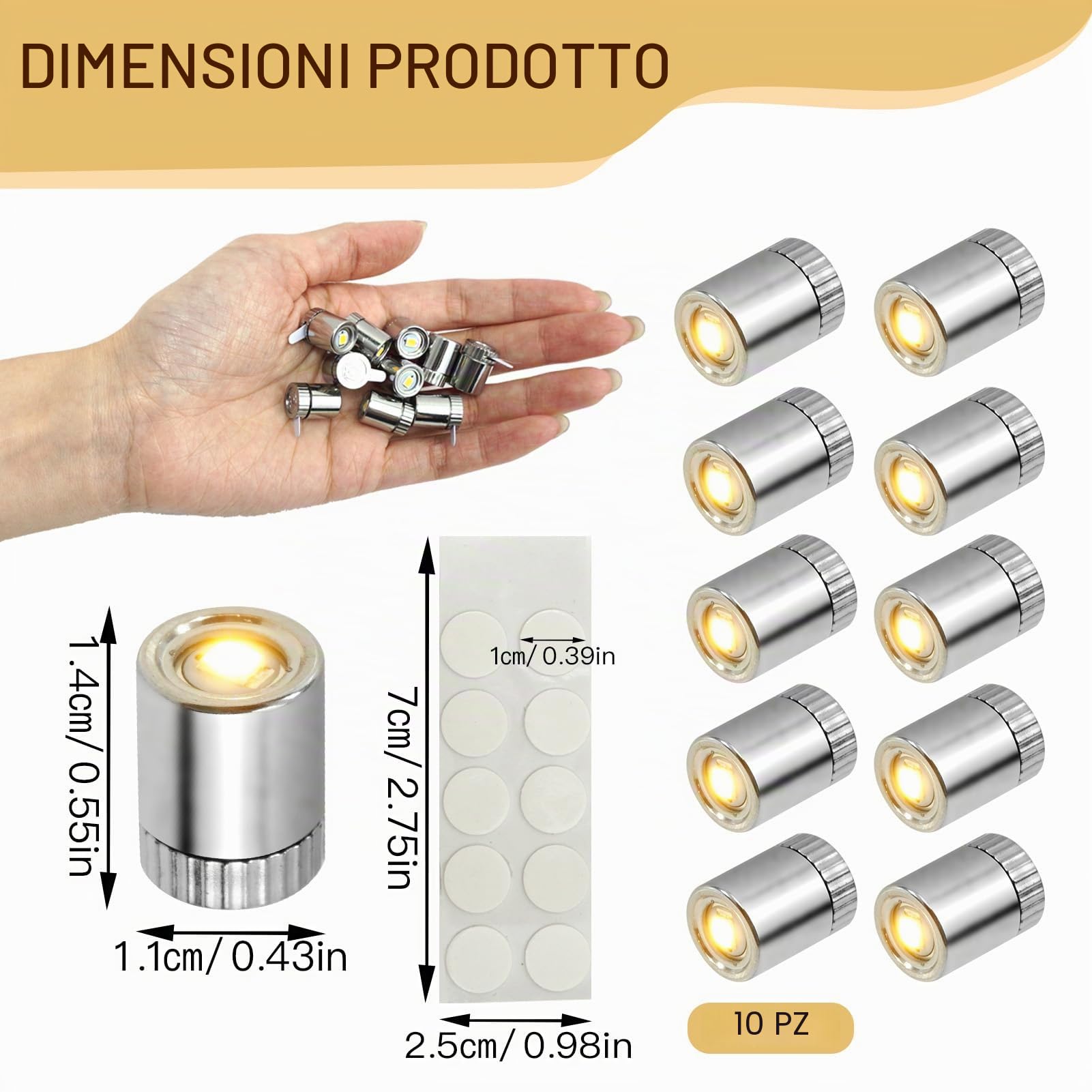 10 pcs Mini Luci LED a Batteria, LED Decorative per Modello in Miniatura, Lucine LED Decorative Adatto per Natale San Valentino Ringraziamento Modelli Artigianali Fai-Da-Te (Luce Bianca Calda)