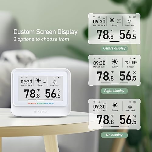 Miniatura 9 de INKBIRD Termómetro higrómetro WiFi, sensor de temperatura y humedad con estación meteorológica, IBS-TH5 9 en 1 con pantalla de tinta electrónica, 2