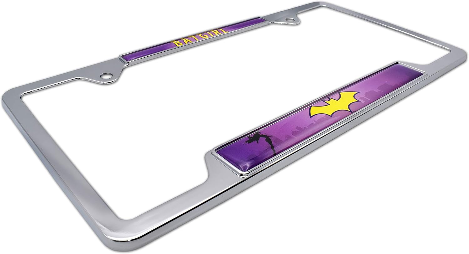 Elektroplate Officially Licensed - DC Comics Batgirl Chrome-Plated All-Metal Open Corner Superhero License Plate Frame Tag Holder for Cars/SUVs/Trucks Weather-Proof Automotive Accessory