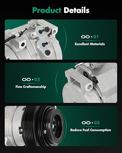 Miniatura 6 de SCITOO Compresor de CA para Toyota Corolla Matrix 1.8L 2003 2004 2005 2006 2007 2008 Compresor de aire acondicionado de enfriamiento rápido con
