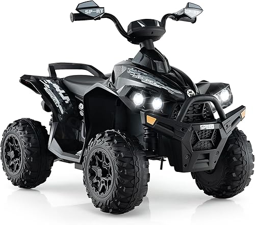 Miniatura 10 de OLAKIDS Ride On ATV - Vehículo de juguete con batería de 12 V y 4 ruedas para niños pequeños ruedas traseras eléctricas vehículo cuádruple