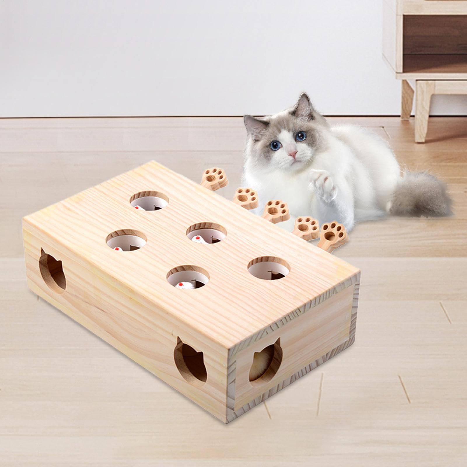 Giochi Interattivi Per Gatti Indoor Puzzle Interattivo In Legno | Interattivo In Legno Per Gatti, Acchiappa Topo Per Gatti Indoor, Anti Noia, Esercizio Stimolazione Men