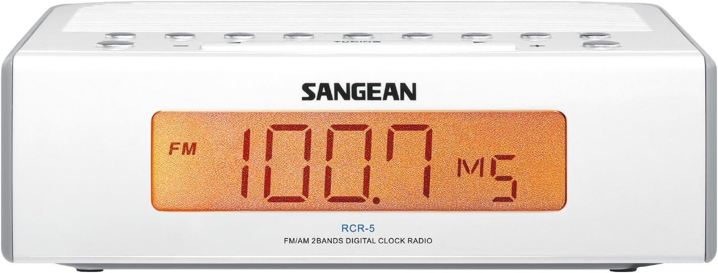 Sangean RCR-5 Digital AM/FM Clock Radio, White