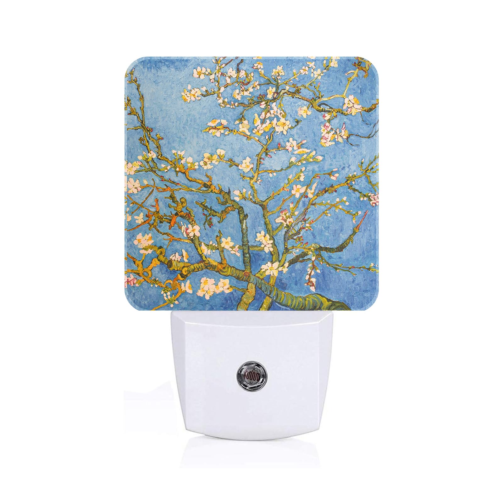 FSHVQKD Puzzle Almond Tree Night Light,Plug Into Wall for Boys Girls Bedroom Decorative Square Night Light Lamp 0.5w Sleep Friendly