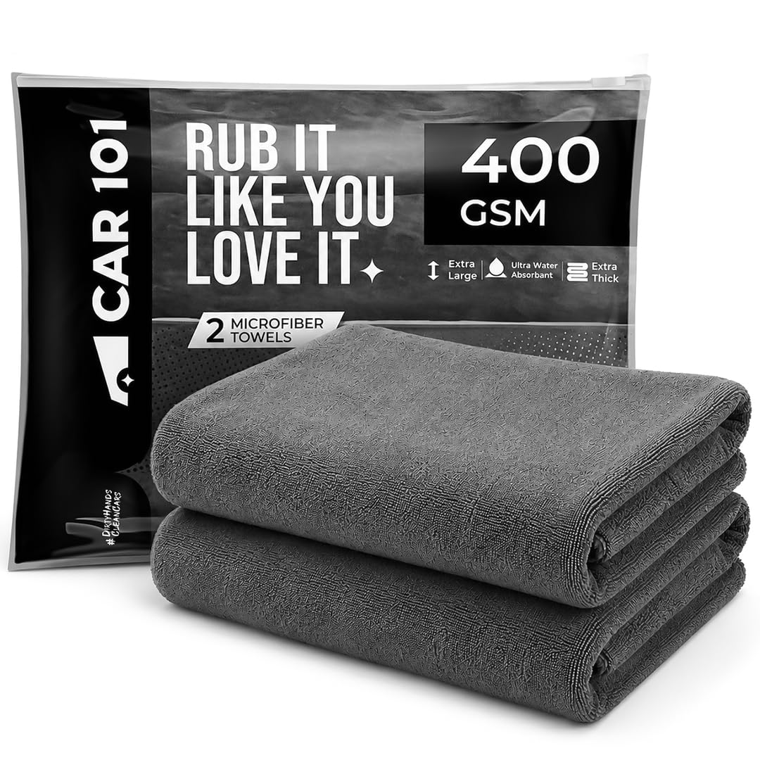 CAR101 Multipurpose Microfiber Cloth for Car 400 GSM - 60x35 cm - Grey (Pack of 2) | Superior Softness & High Absorbency | Ideal for Car/Bike & Household Cleaning | Lint-Free & Reusable-image-47