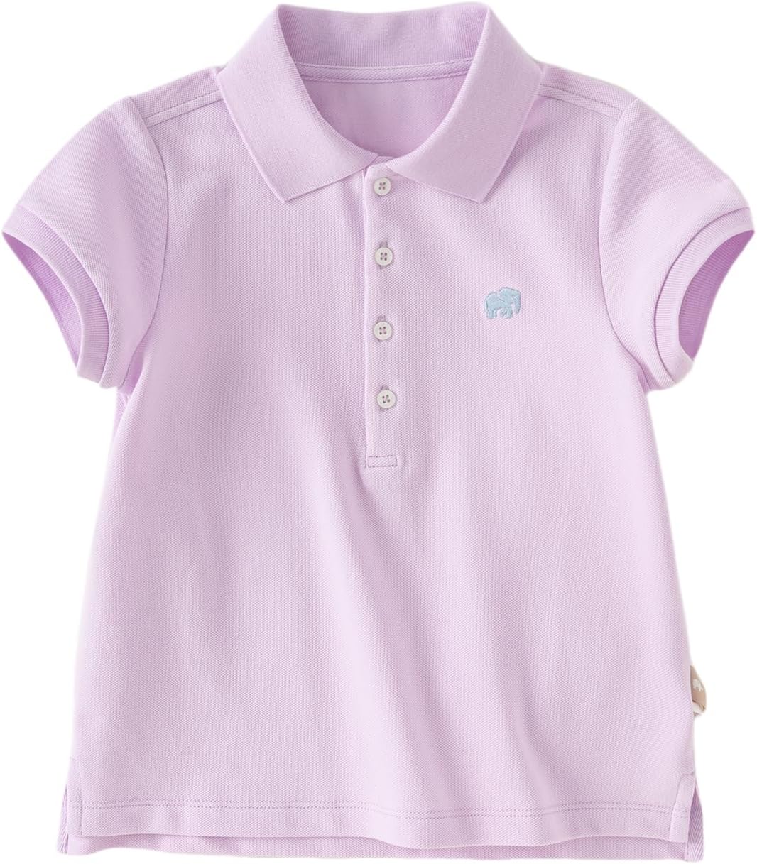 DAVE&BELLA Girls Short Sleeve Golf Polo Shirts Quick Dry Athletic Tops Tennis Shirts Girl School Uniform Tops for Aged 1-8