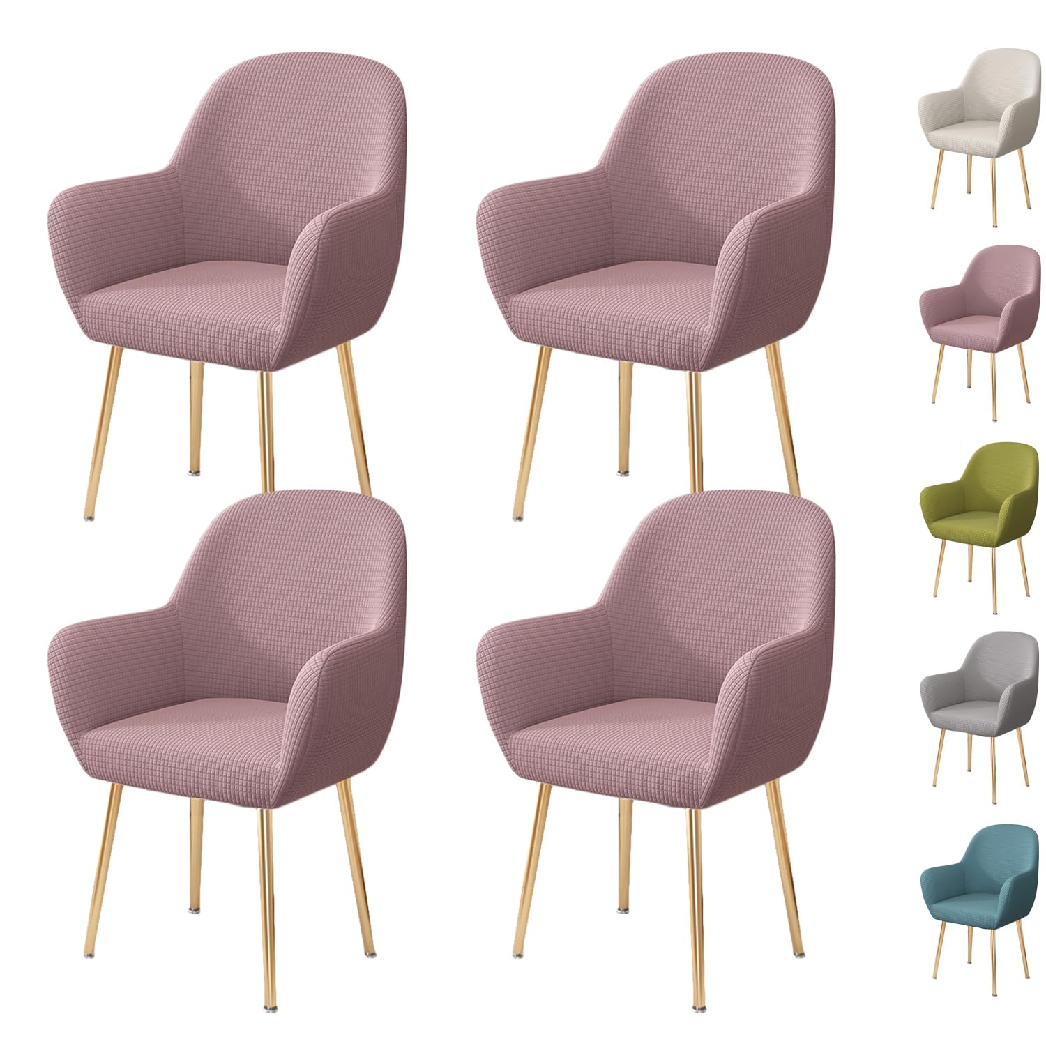 Housse de chaise extensible pour protéger des griffures et taches rose 4pcs