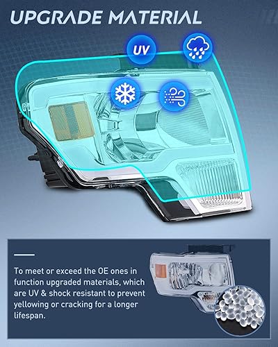 Miniatura 5 de Nilight Conjunto de faros delanteros para Ford F150 F-150 2009 2010 2011 2012 2013 2014,Faro Led DRL, carcasa cromada
