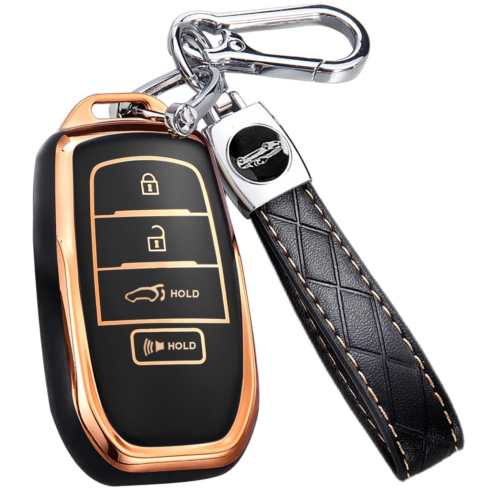 QBUC Genuine Leather Key Fob Cover For Toyota Tundra Venza Sequoia - View #11
