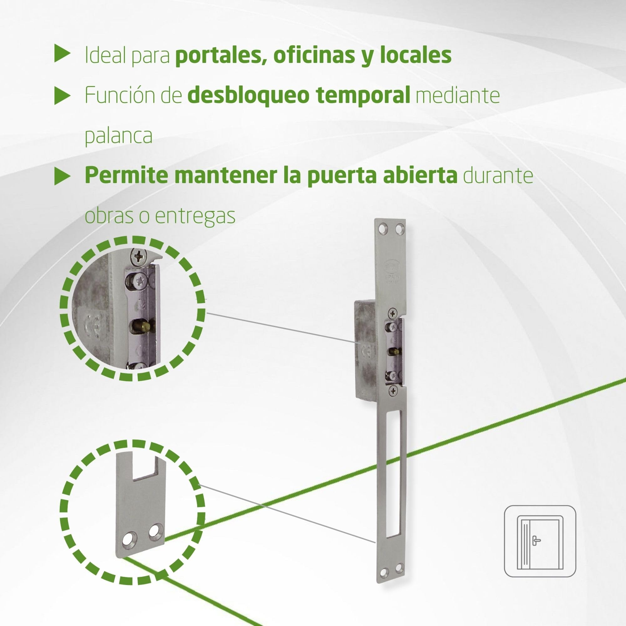 Amig - Abrepuertas Eléctrico de Embutir para Puertas - Mod.20-250 x 25 x 3 mm - Amperaje: 1,1 A - Incluye Bobina de 8-12 V de Corriente Alterna - Cerradero para Portales, Tiendas u Oficinas