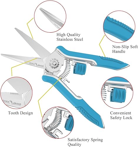 Miniatura 4 de FLORA GUARD Tijeras florales de 6.5 pulgadas, aleación de zinc con mango de goma, hoja dentada para corte rápido, adecuadas para colocación de