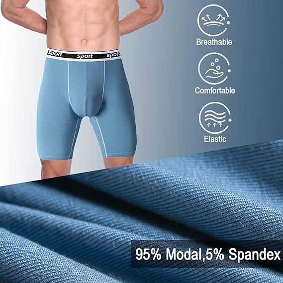 Channo Lot de 6 Boxers en Nylon sans Coutures Invisibles tir Moyen Doux et Confortable pour Homme, Noir, S