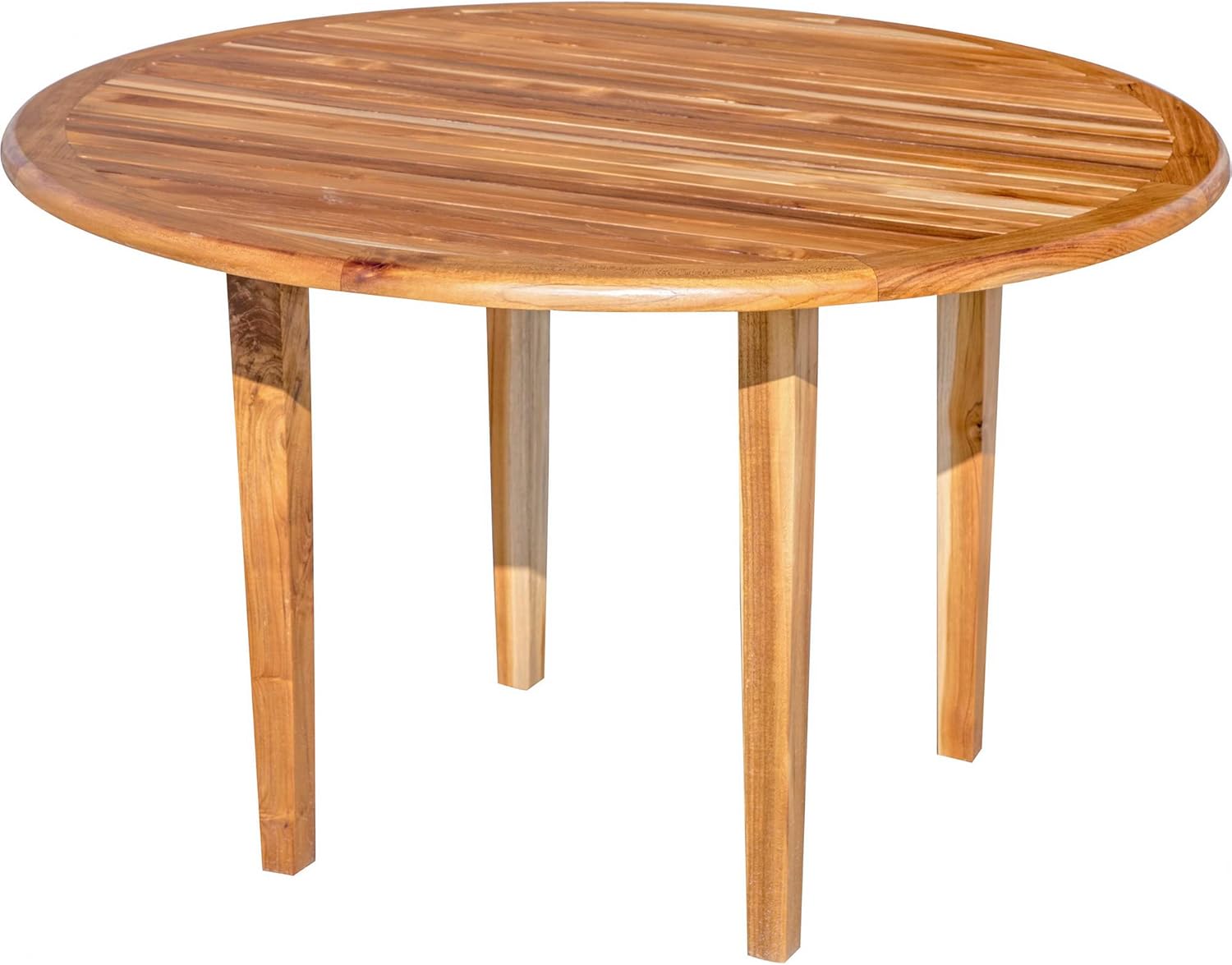 EcoDecors Mid-Century Style Solid Teak Wood Oasis Round Dining Table 48 Inch Wide in Water Resistant in Natural Color Finish For Indoors and Outdoors