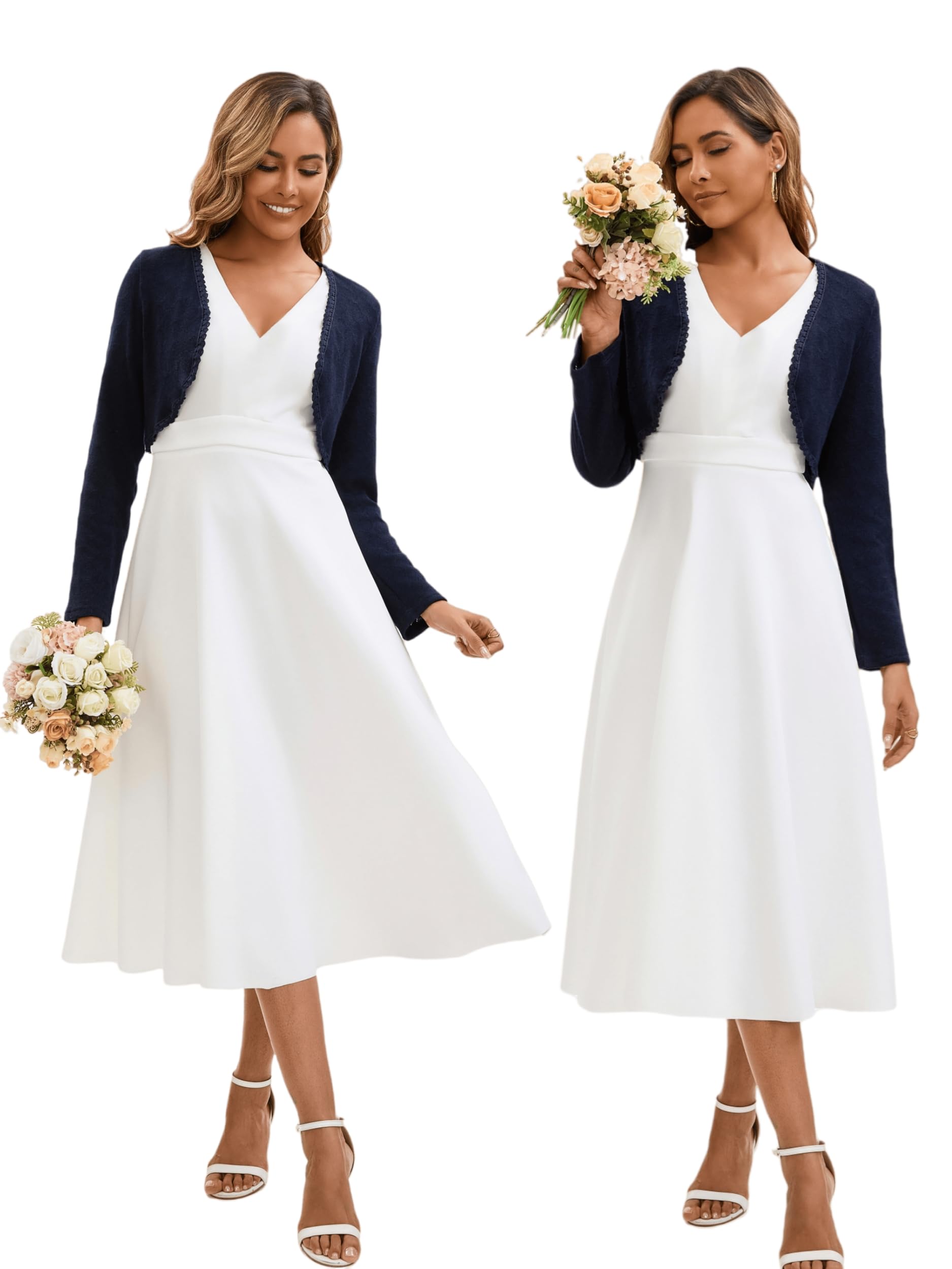 Boléro Femme Tricot Gilet Court Cardigan Veste Évidée Manches Longues Léger Robe T Shirt Bretelle Chic Rétro Elégante Soirée Fête Vintage