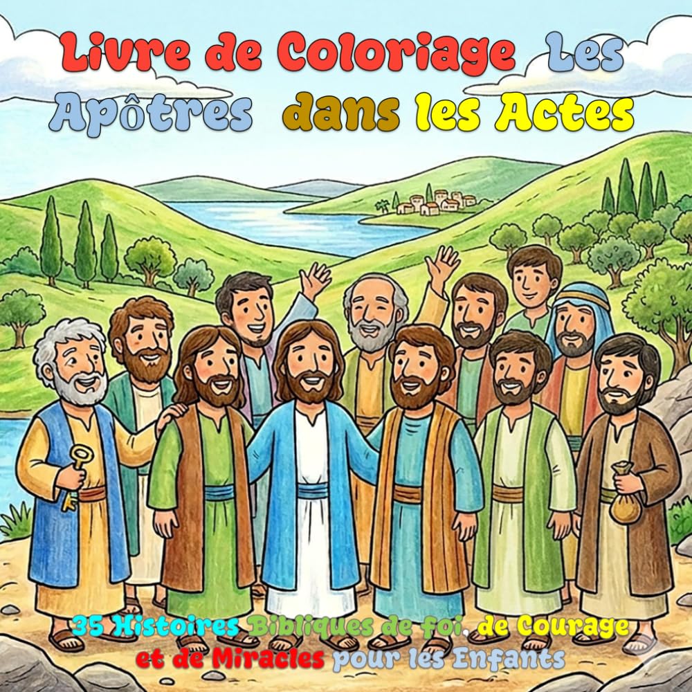 Livre de coloriage des Apôtres dans les Actes des Apôtres: 35 Histoires Bibliques de foi, de Courage et de Miracles pour les Enfants
