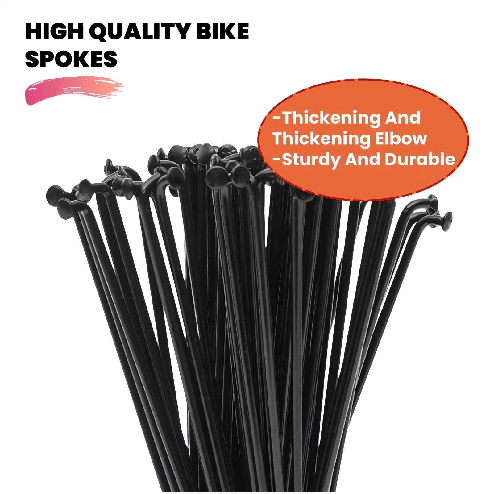 13G raggi per bicicletta in acciaio 2,3 mm, 70-300 mm, raggi neri per bicicletta con nipple per bicicletta da montagna, e-bike, triciclo (Nero, 13G-254mm)