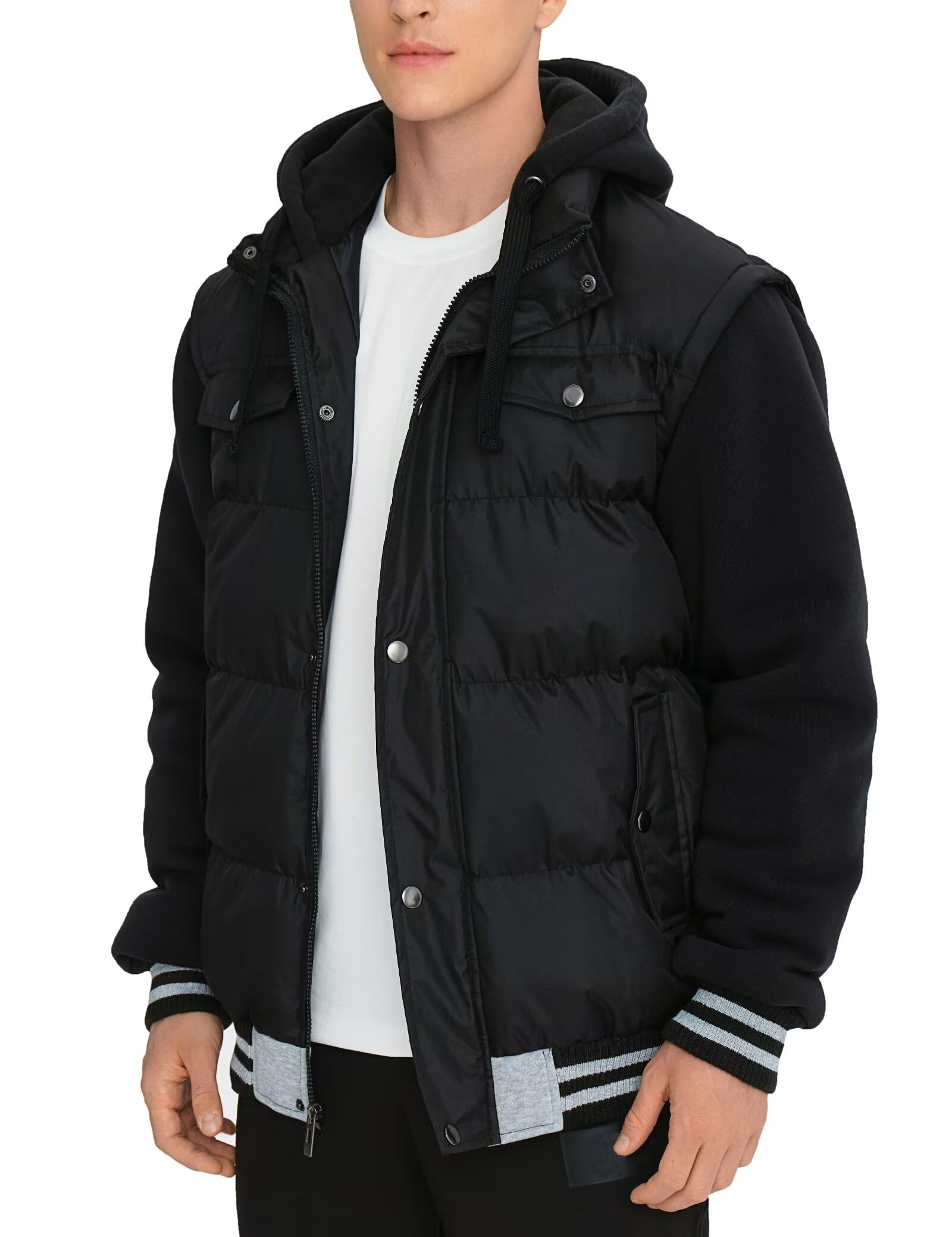 BEST SOUTH Mens Hooded Winter Coats Water Resistant Warm Thicken Insulated Full Zip Windproof Jackets with Pockets