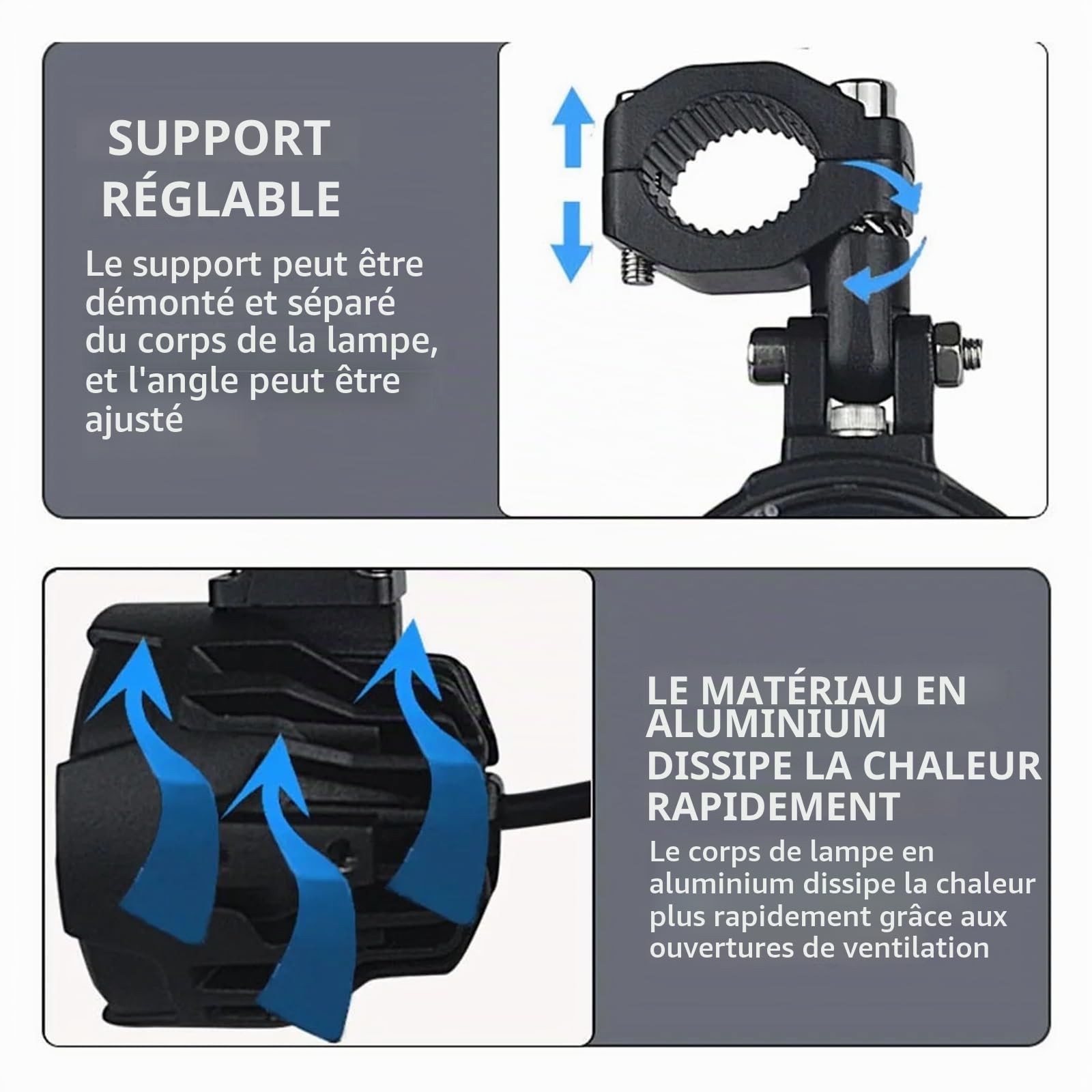 Phare Moto Paire Phares Antibrouillard pour Moto 100 W Feux Brouillard Auxiliaires À LED Phares Avant Bicolores Phares
