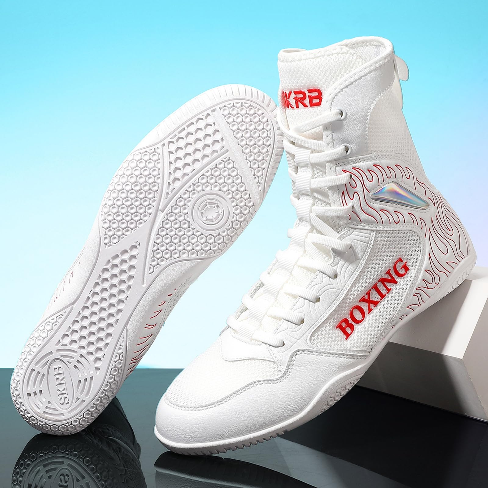 Zapatos de Boxeo para Hombre, Zapatos Lucha Libre Sparring Boxeadores Entrenadores Zapatillas Artes Marciales Transpirable Culturismo Botas de Boxeo