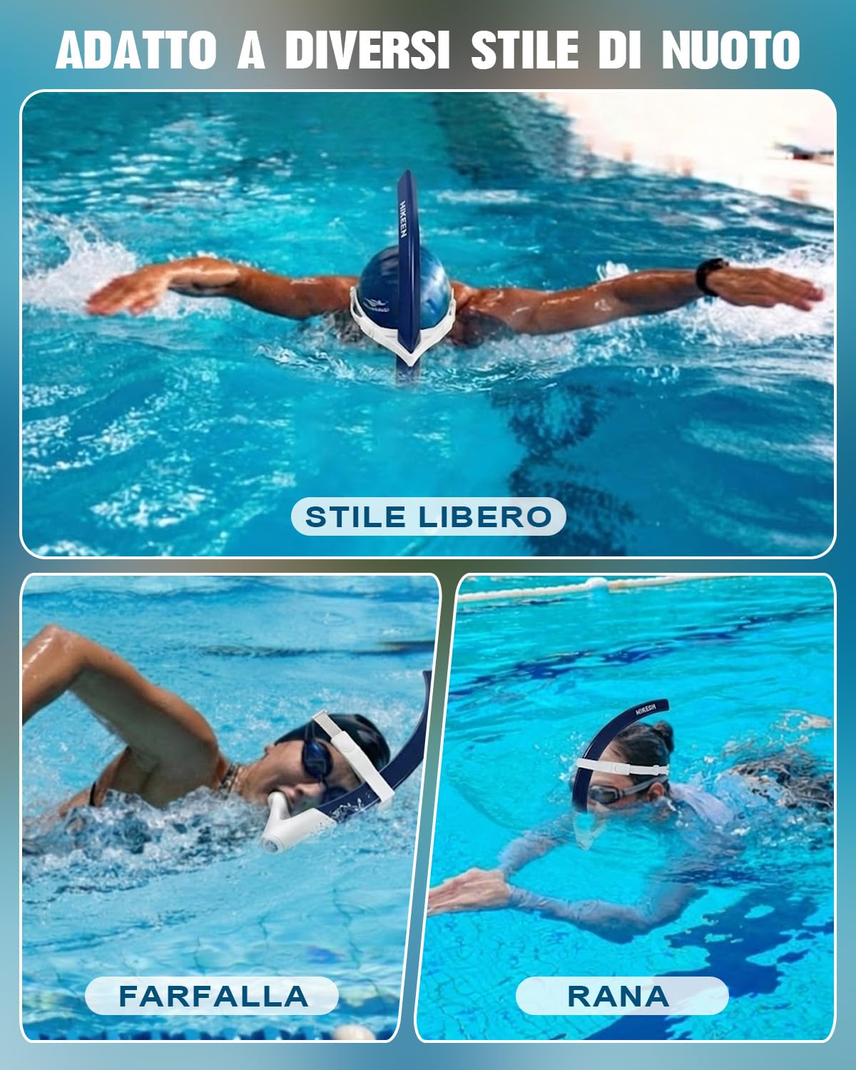 BOOSTEADY Boccaglio da Nuoto a Grande Diametro, Accessorio per Nuoto e Snorkeling con Tubo Aerodinamico, Boccaglio in Silicone e Valvola di Scarico Unidirezionale