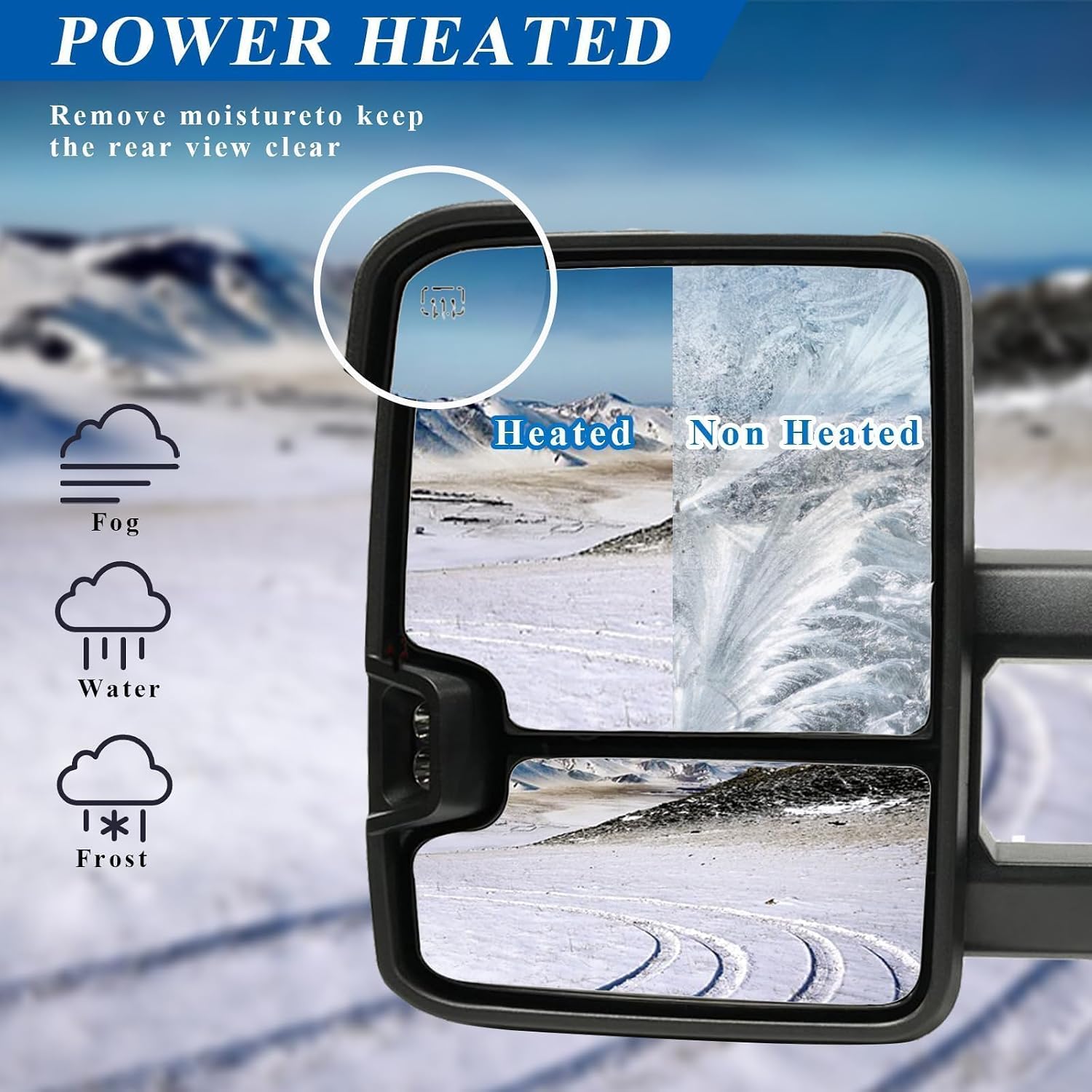 PZ Towing Mirrors compatible with 2003-2007 Chevy Silverado GMC Sierra 1500 2500 HD 3500 (2007 for Classic Models) Power Heated Amber Turn Signal Clearance Lamp Pair Set Black