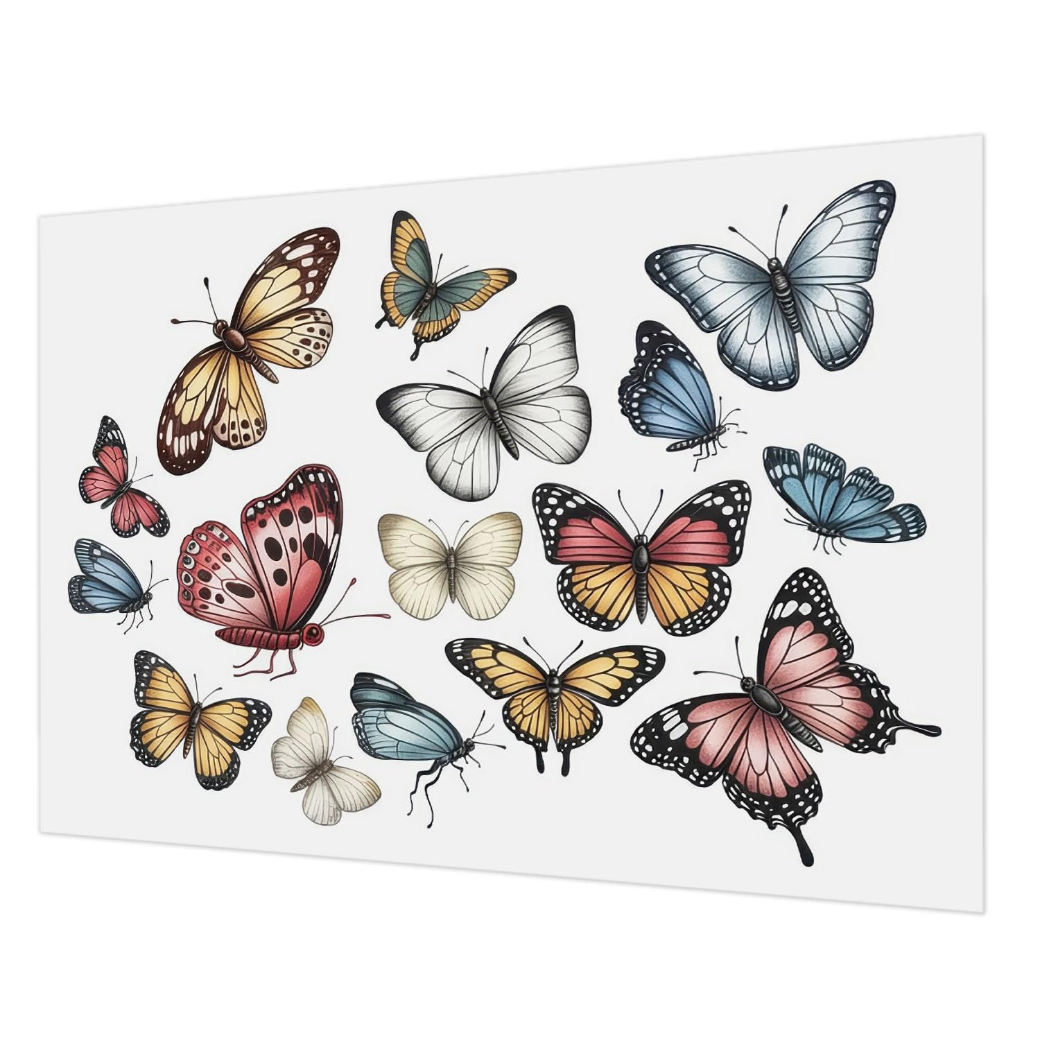 Papier peint mural intissé salon 312x219 grand format déco papillons paradis
