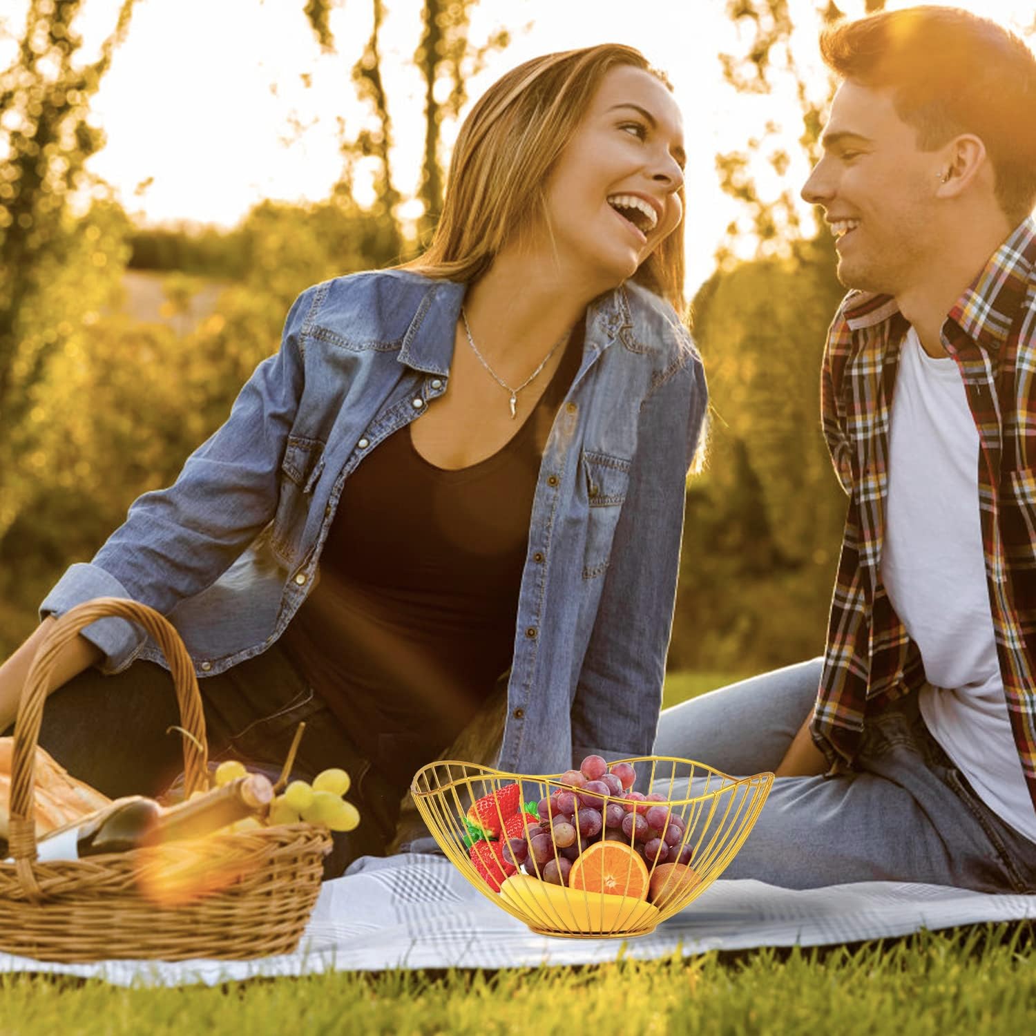 Metal Wire Fruit Basket, Gold Fruit Bowl for Kitchen Counter, Fruit Holder Stand Storage Baskets for Countertop, Home Decor, Table Centerpieces, Vegetable Bowls for Fruits, Veggies, Snacks (Gold) - Image 6