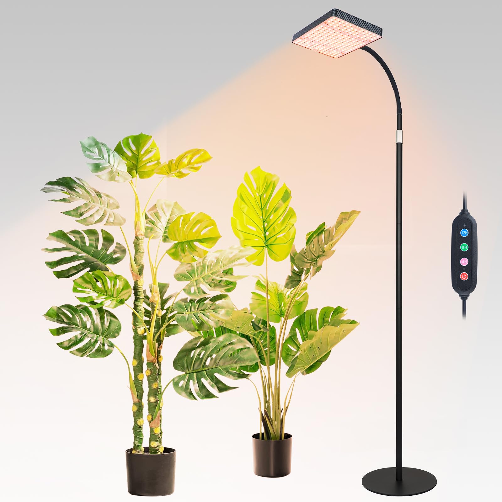 Sunlight Plant Grow Light with Tripod Stand, 25 Watt Grow Lights for Indoor Plants, Seed Starting, Daisy Chain Function, Plug and Play, 24"-64" Height Adjustable