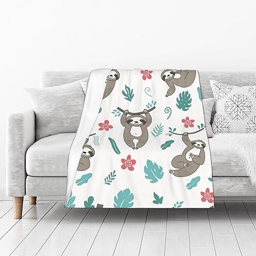Miniatura 2 de Manta de perezoso para mujer, suave manta de forro polar de verano de 50 x 40 pulgadas, manta ligera de viaje para sofá y cama, bonita decoración