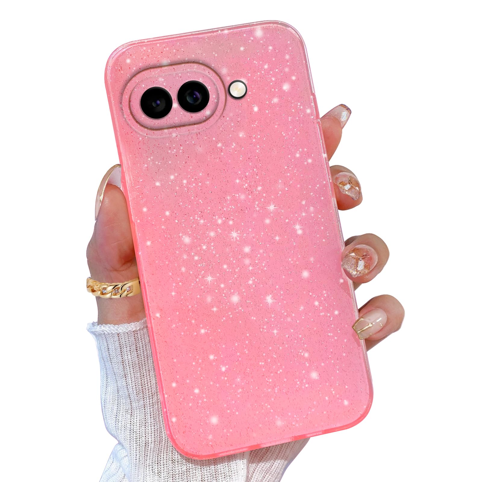 TURYXIA for Pixel 9a Case Pink, for Google Pixel 9a Case Glitter for Women Girls Girly Cute Sparkly Bling Neon Bright Color Soft Phone Case for Google