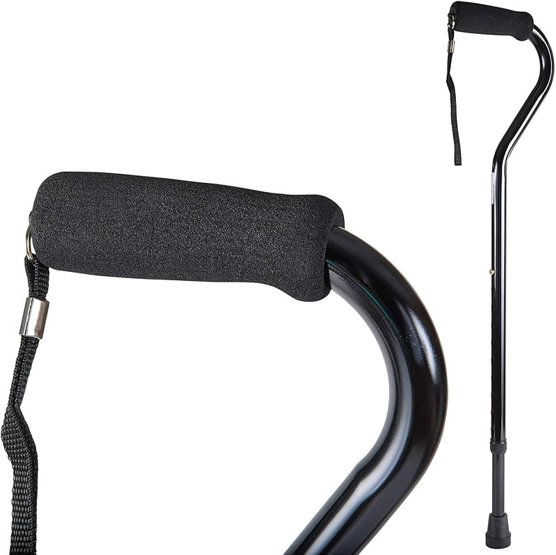 Bastón y bastón DMI para hombres y mujeres adultos, elegible para FSA, ligero y ajustable de 30 a 39 pulgadas, soporta hasta 250 libras con agarre ergonómico y correa para muñeca, negro