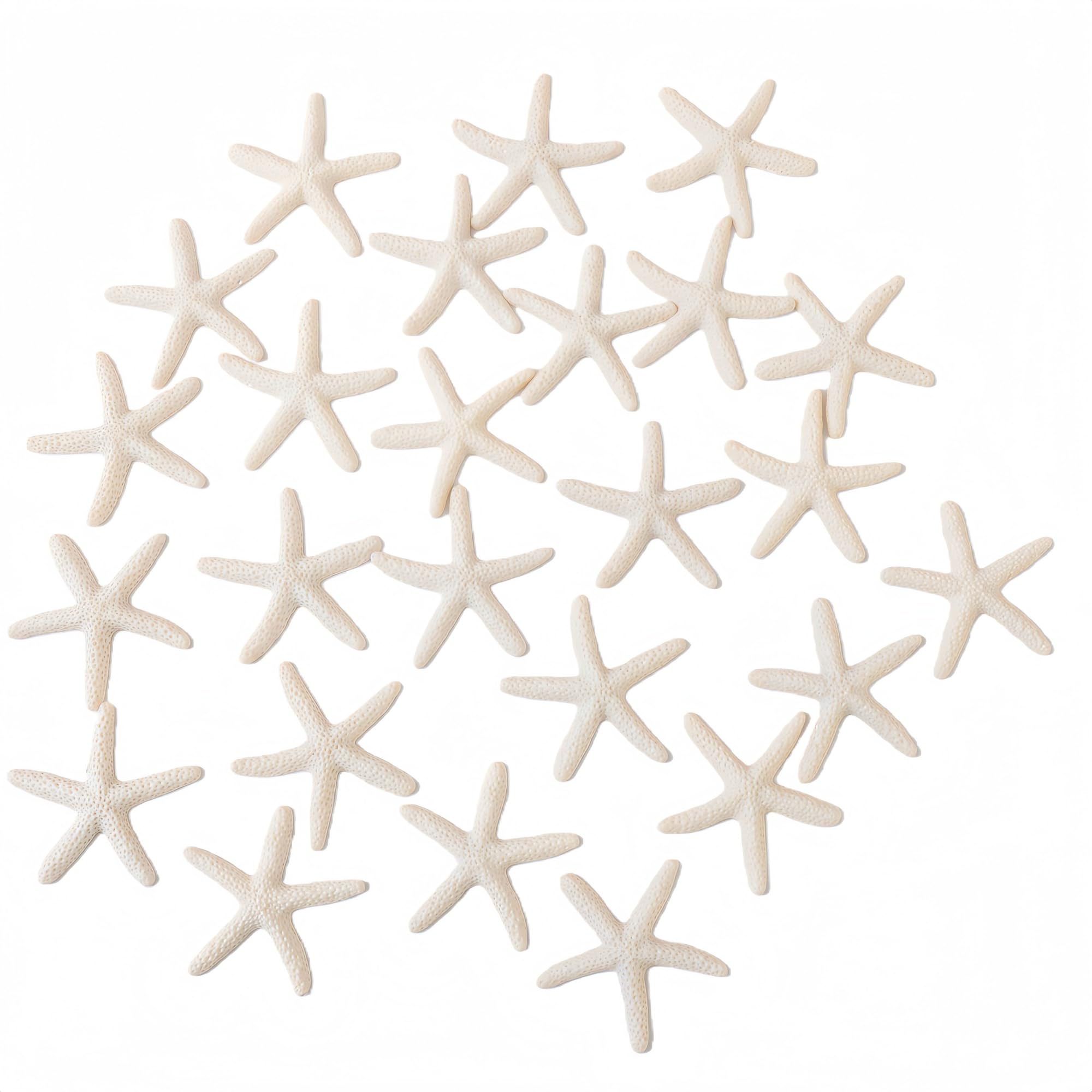 LJY 25 Pieces Beige Resin Pencil Finger Starfish for Wedding Decor, Home Decor and Craft Project, 2.3 Inches