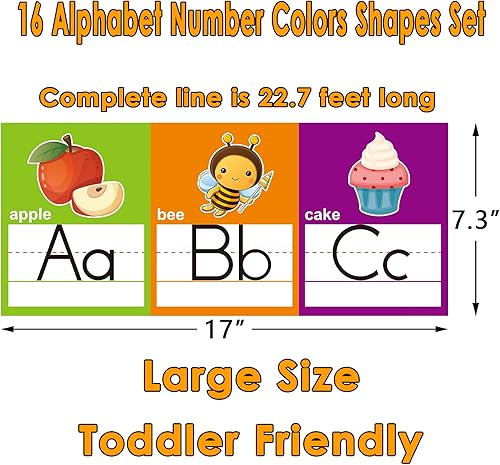 Miniatura 8 de OUNENO Juego de tablones de anuncios de línea del alfabeto, números ABC 0-20, decoraciones de pared para preescolar, jardín de infantes, primaria