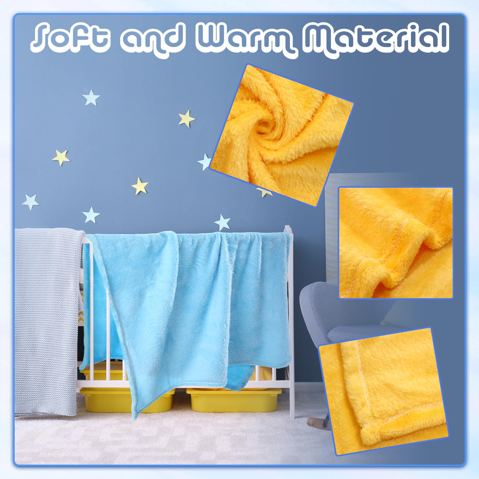 Kinlop 16 piezas de 76 x 101 cm, mantas de franela de felpa para bebé, acogedoras, ligeras y cálidas, mantas de felpa suave para bebés, niños y niñas, ropa de cama preescolar, 16 colores