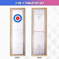 Vista 3 de GSE Games & Sports Expert Juego de mesa de Shuffleboard y Curling de madera maciza 2 en 1 con 8 rodillos para familia y amigos