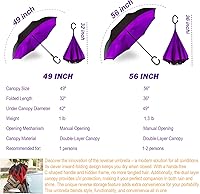 Vista 68 de SIEPASA Paraguas invertido invertido de 49/56 pulgadas, doble toldo extra grande, ventilado, resistente al viento, impermeable, paraguas de golf